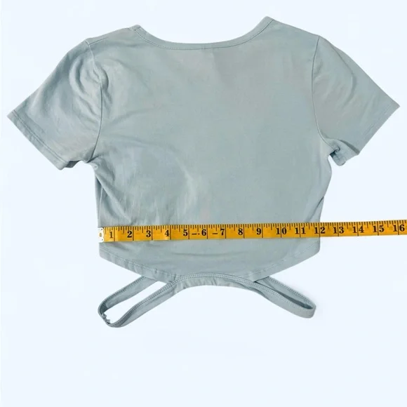 Light Blue Cropped Tee with Side Cut Outs - Picture 4 of 8